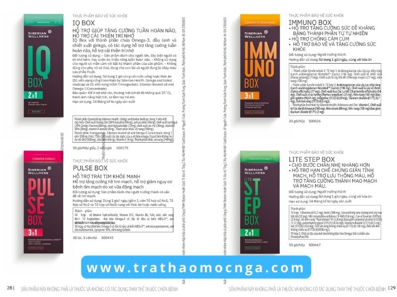 Catalogue các sản phẩm của Siberian Wellness Việt Nam