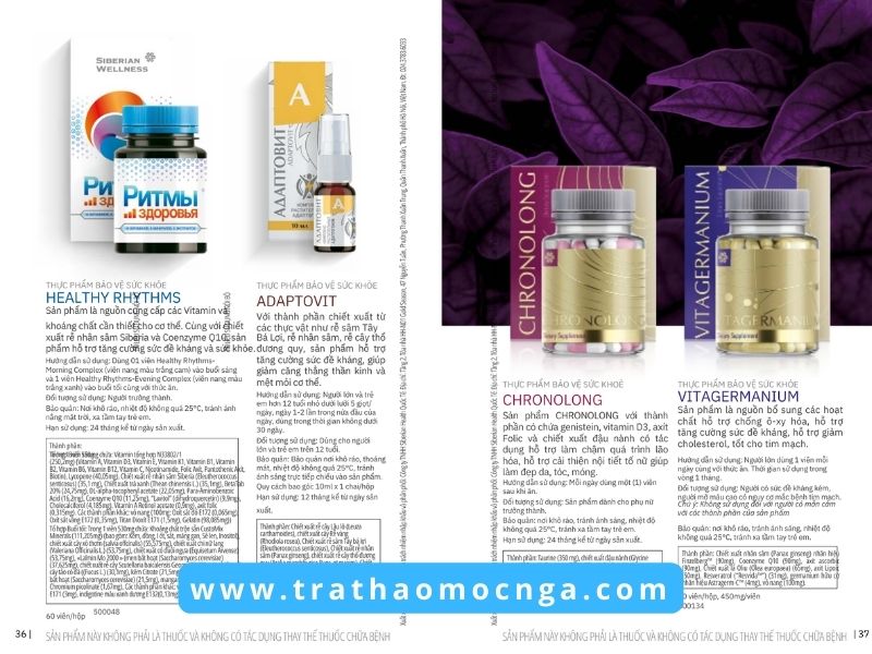 Catalogue các sản phẩm của Siberian Wellness Việt Nam