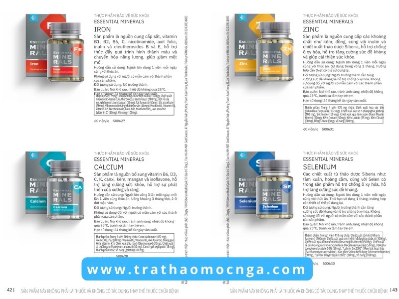 Catalogue các sản phẩm của Siberian Wellness Việt Nam