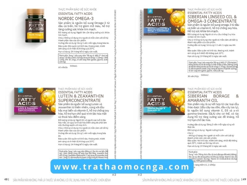 Catalogue các sản phẩm của Siberian Wellness Việt Nam