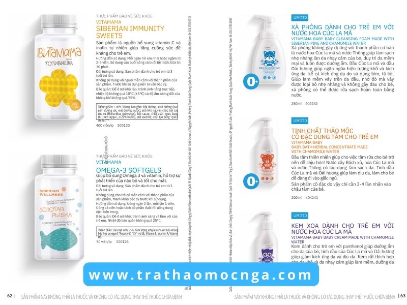 Catalogue các sản phẩm của Siberian Wellness Việt Nam