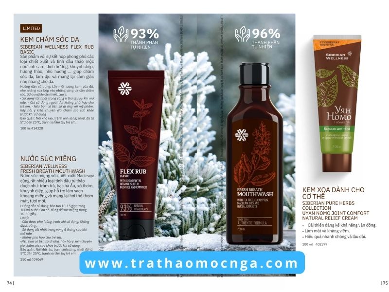 Catalogue các sản phẩm của Siberian Wellness Việt Nam