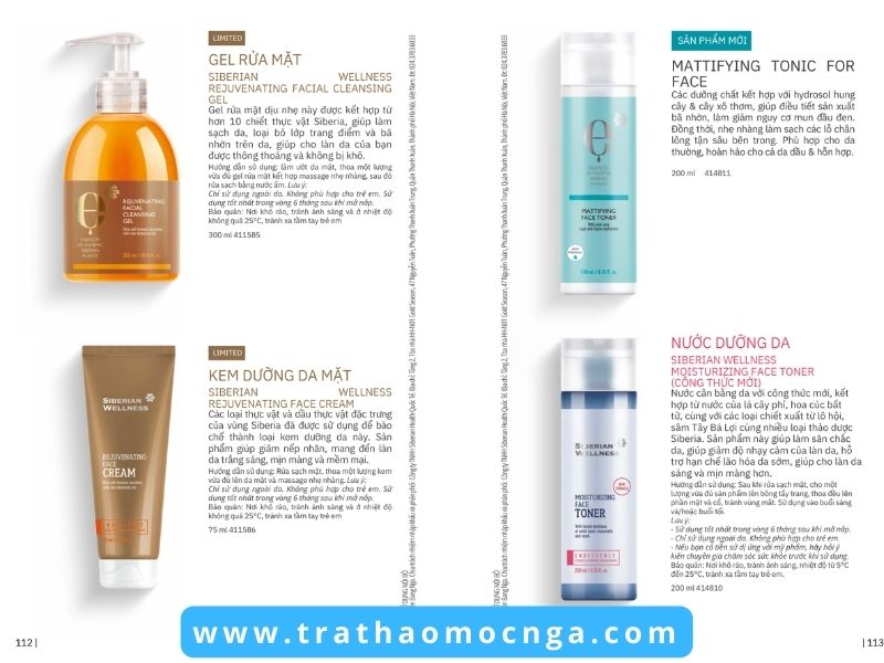 Catalogue các sản phẩm của Siberian Wellness Việt Nam