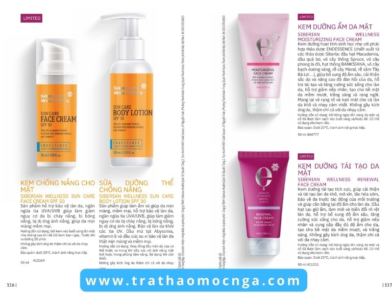 Catalogue các sản phẩm của Siberian Wellness Việt Nam