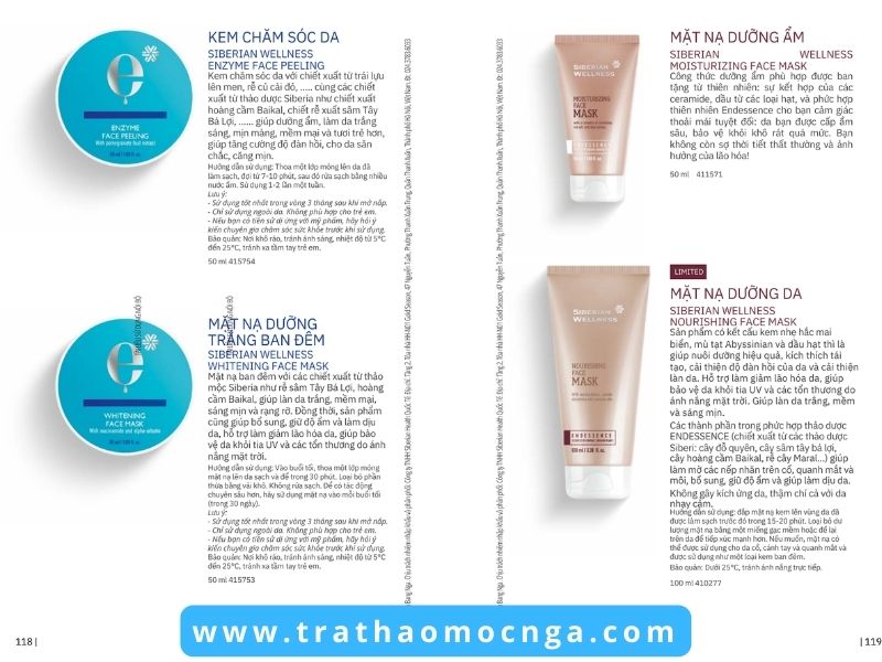 Catalogue các sản phẩm của Siberian Wellness Việt Nam