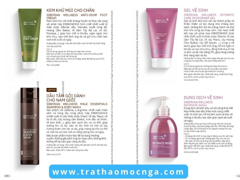 Catalogue các sản phẩm của Siberian Wellness Việt Nam